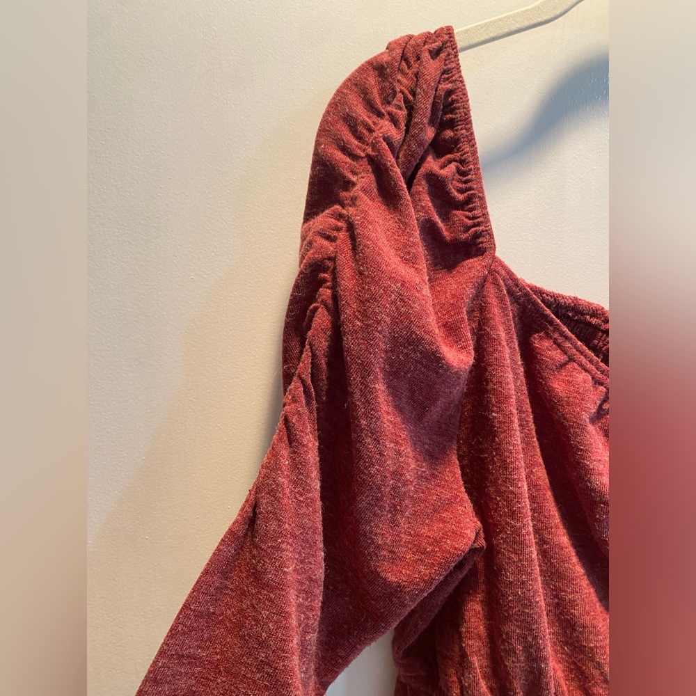 Anthropologie Maroon Peplum Long-Sleeve Top - Picture 4 of 8